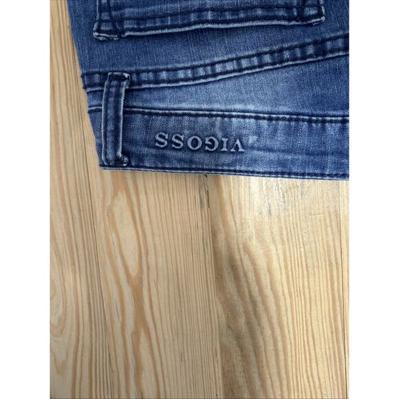 Vigoss Jeans Size 14 27x28.5 Blue Med Wash Butterfly Sequin The Jagger Skinny - Picture 3 of 7